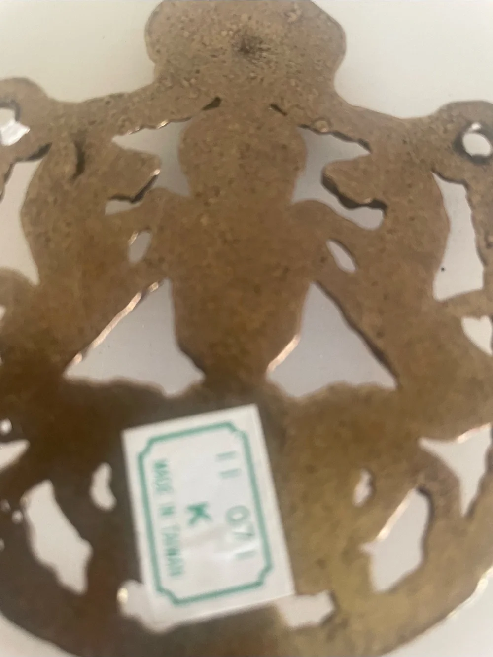 Solid Brass Wall Hook with a Crown Lions and Shield Vintage